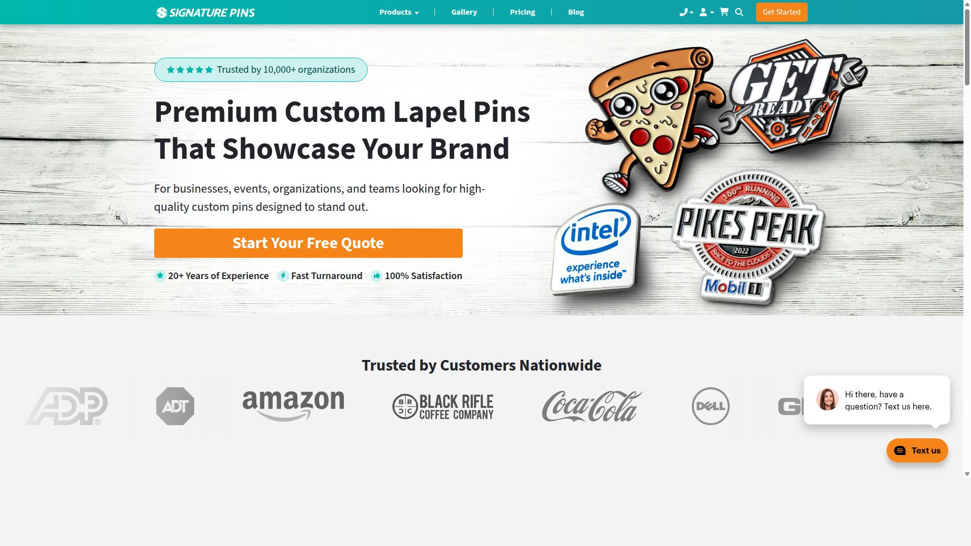 Signature Pins website